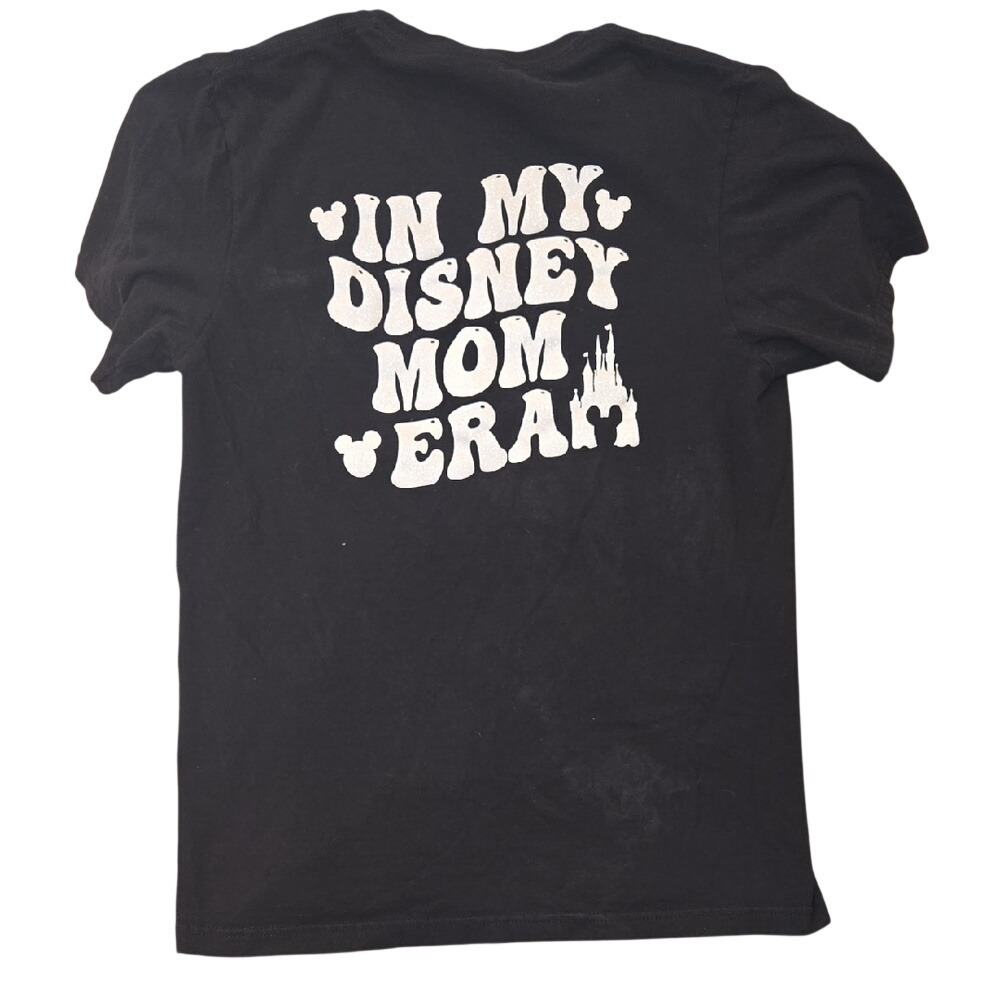 Disney Black Short Sleeve Tee with White 'In My Disney Mom Era' Graphic